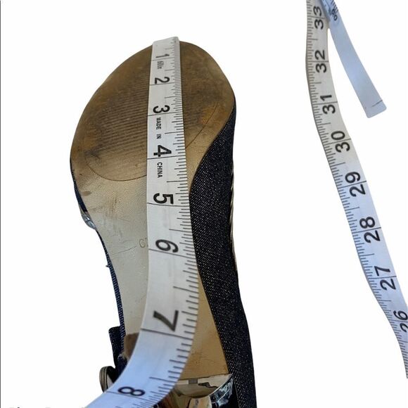 GUESS Denim&Silver Bow Open Toe High Heel 6 - Picture 8 of 10